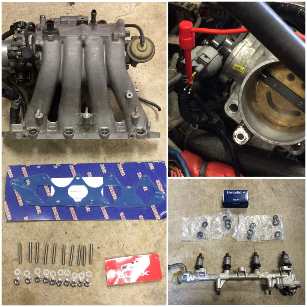 While I had the intake manifold off, I decided to add a Hondata thermal gasket, Blox studs, calibrate my TPS and new injector hardware to freshen the 20+ year old o-rings and seals.