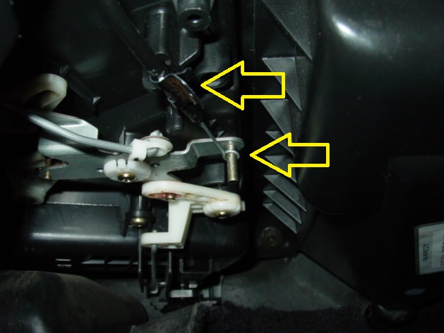 You will need to remove the climate control linkage which is found behind the glove box. 